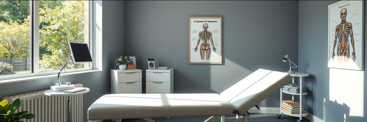 Modern chiropractic room for prenatal chiropractic support, sunlit and serene.