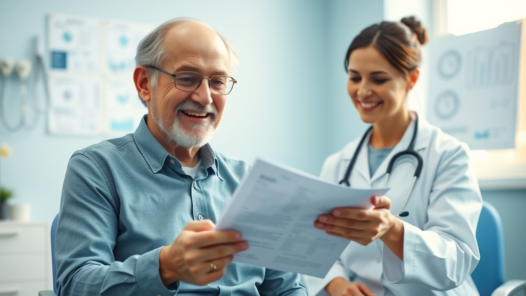 healthy weight, positive health checkup, doctor consultation, medical exam, smiling patient