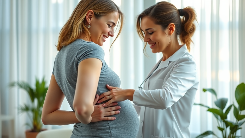 Chiropractor gently providing prenatal chiropractic support to pregnant woman